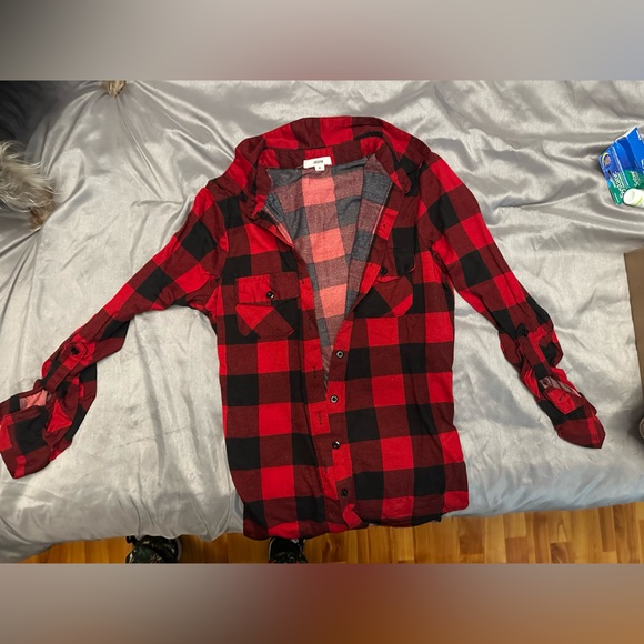 Ardene Red Plaid Long Sleeve - Picture 9 of 9